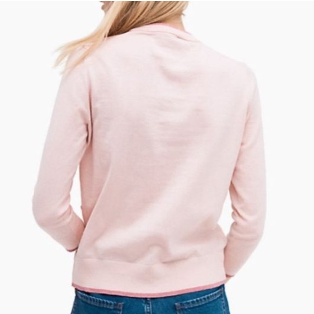 Kate Spade Cameo Pink Embroidered Floral Cotton/Cashmere Sweater, Size Small - Picture 2 of 11